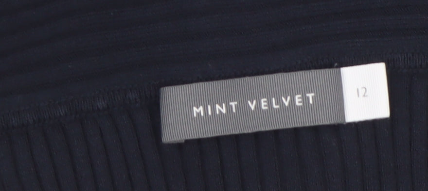 Mint Velvet Women’s Black Size 12 Off Shoulder Rib Knit Jumper