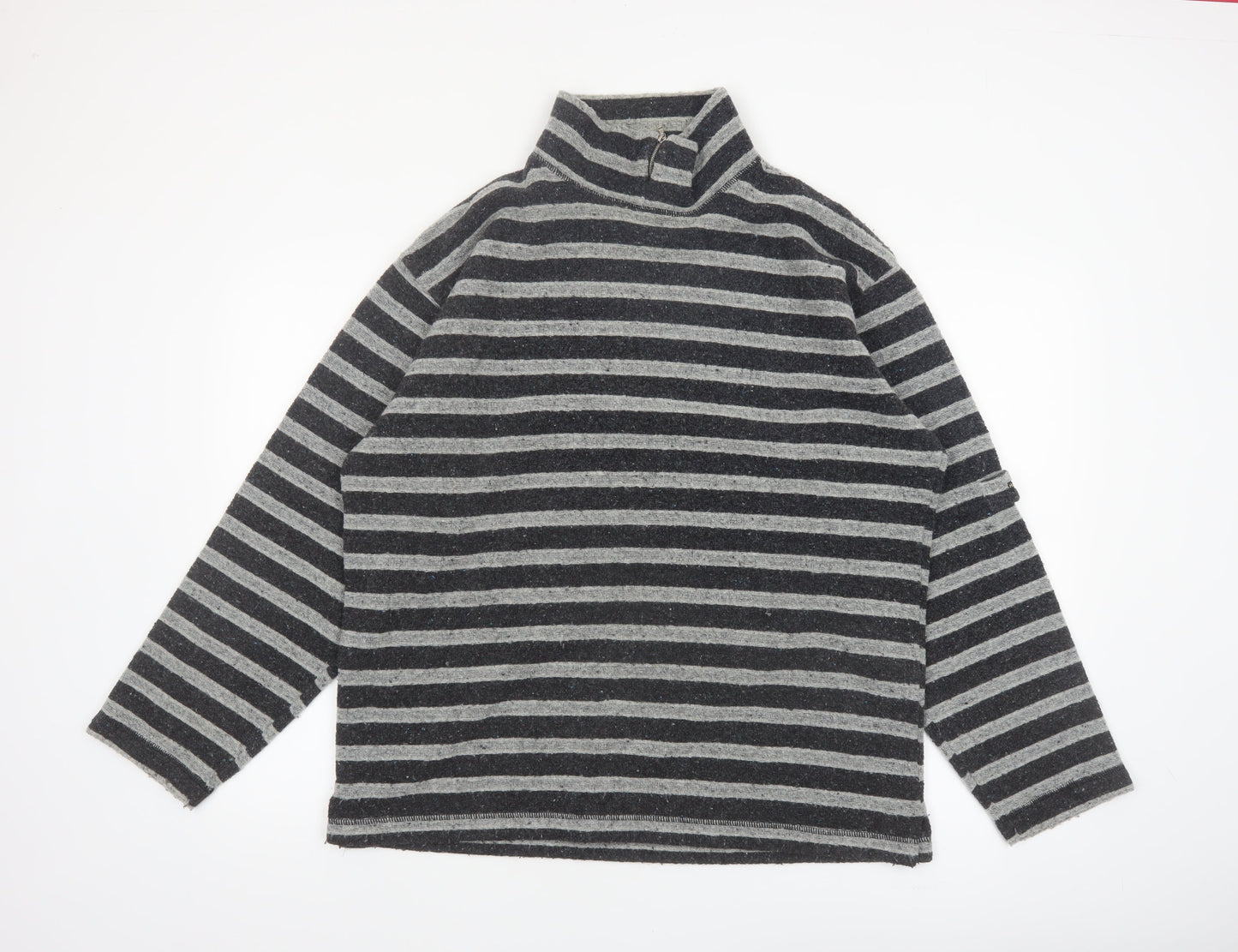 Hope & Glory Women’s Grey Striped Wool Blend Pullover Jumper Size 10