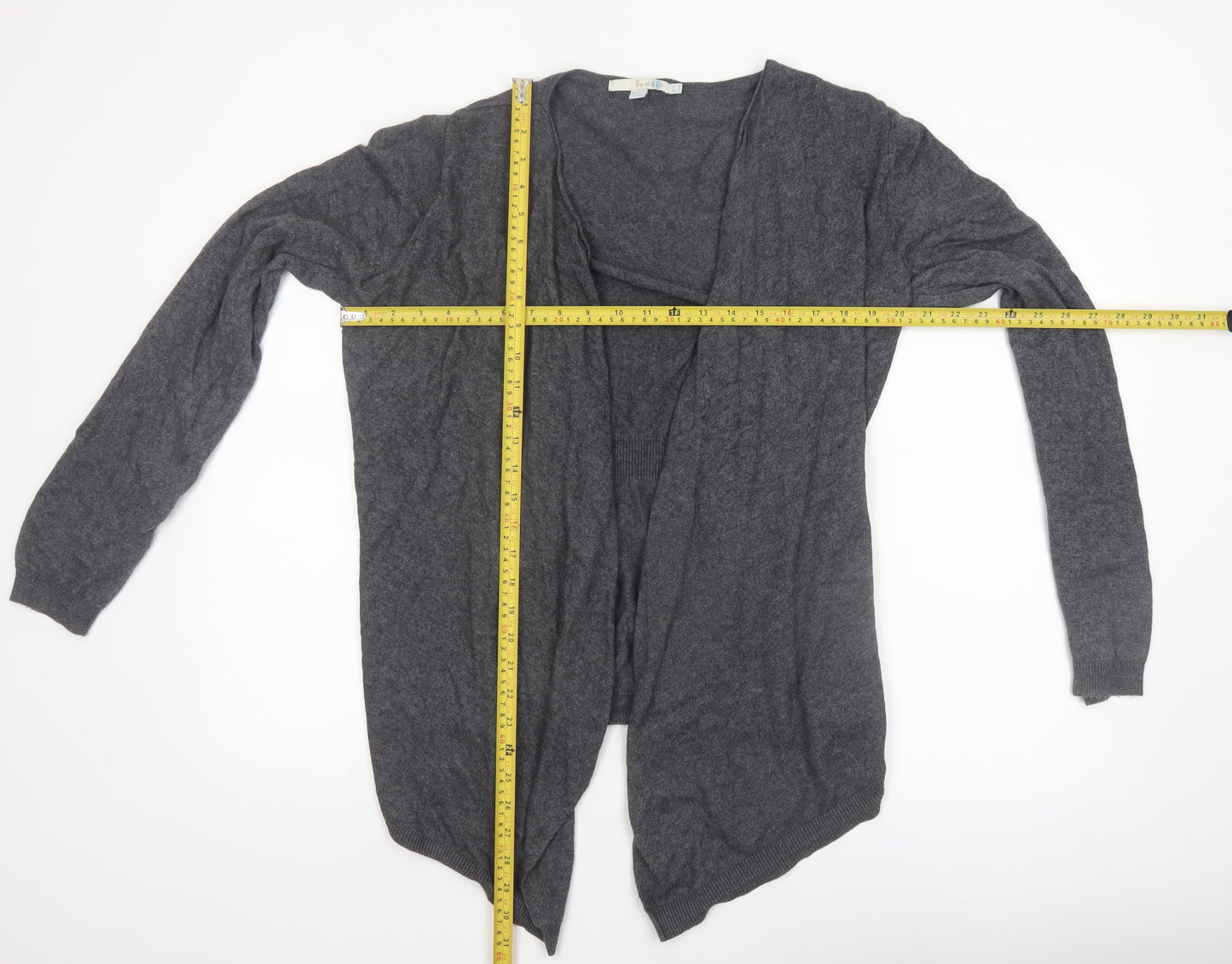 Boden Women Grey Cotton Blend Open Cardigan UK 14 V-Neck Knitwear