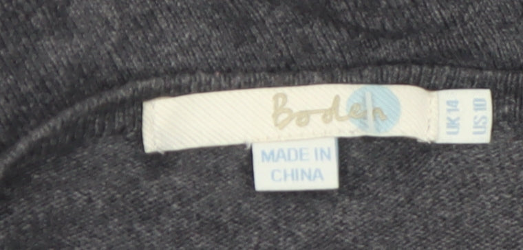 Boden Women Grey Cotton Blend Open Cardigan UK 14 V-Neck Knitwear