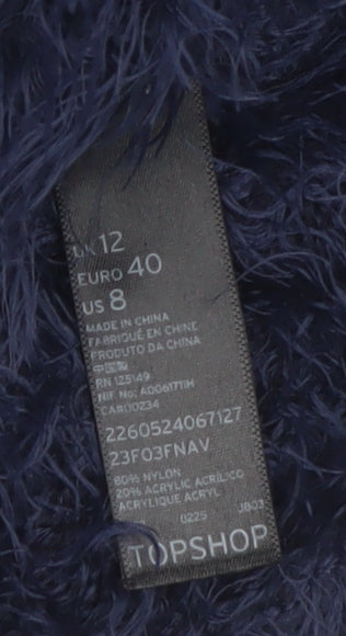Topshop Women’s Blue Fluffy V-Neck Jumper Size 12