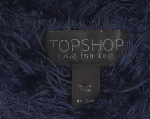 Topshop Women’s Blue Fluffy V-Neck Jumper Size 12
