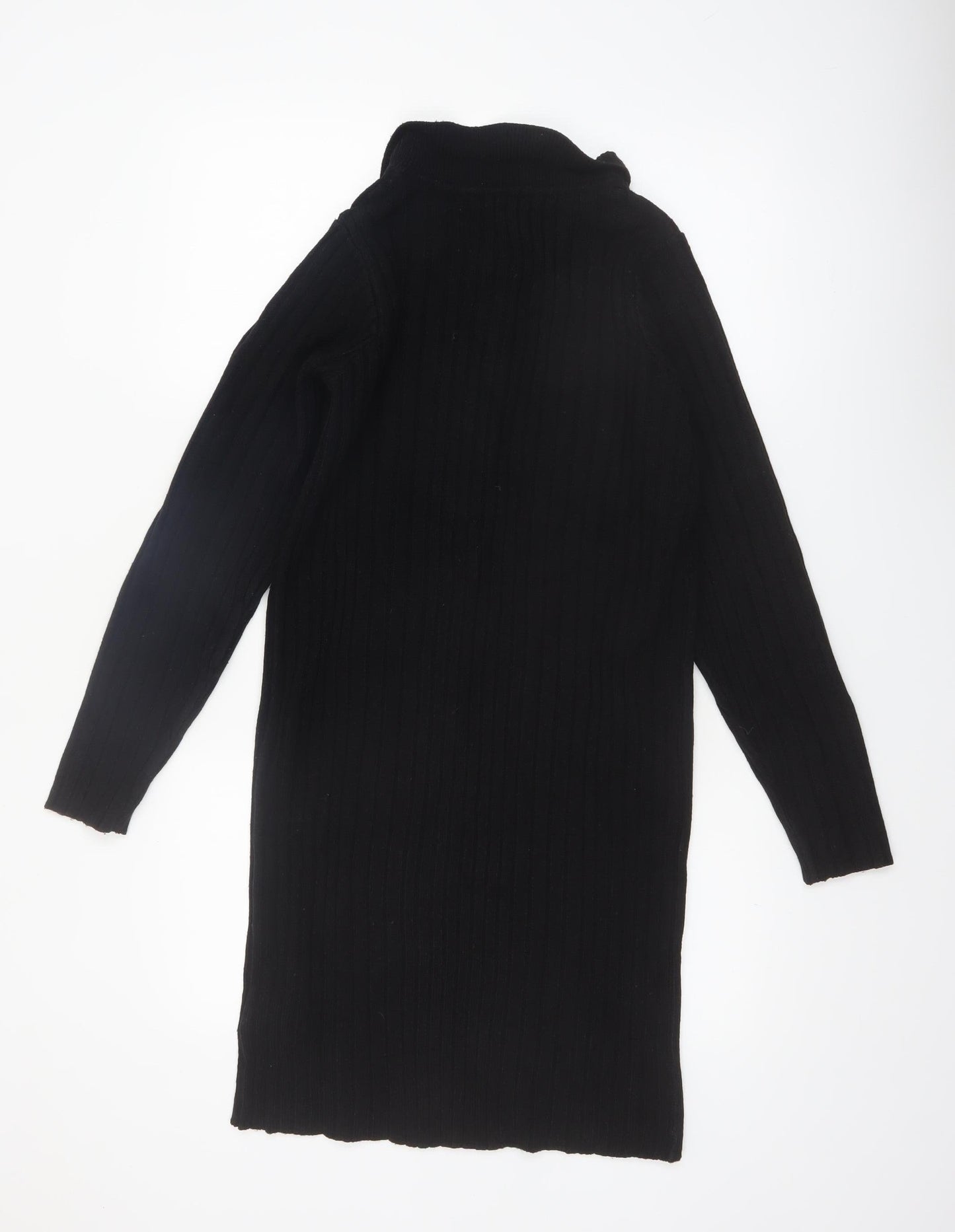 Brave Soul Women's Black Knit Collared Long Sleeve Shirt Dress M