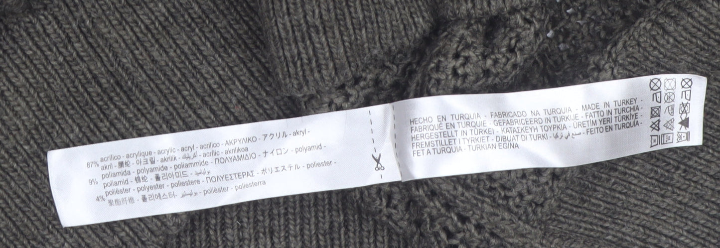 Zara Women’s Brown Collared Chunky Knit Pullover Jumper Size 12