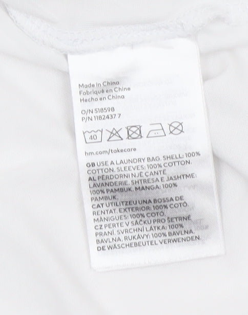 H&M Women’s White Flutter Sleeve Cotton T-Shirt Size 10