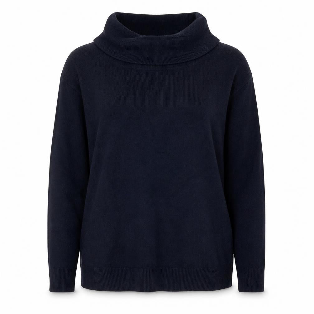 Front view of Anne Weyburn Women Black, size 14, Cowl Neck Long Sleeve Jumper