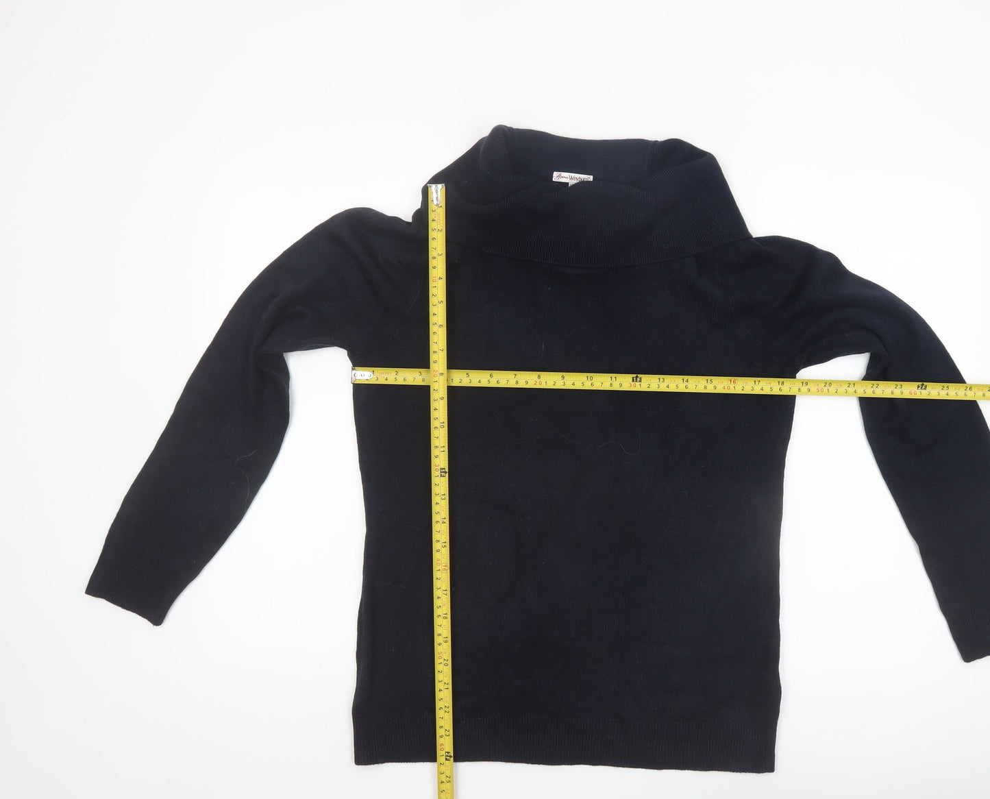 Anne Weyburn Women Black Size 14 Cowl Neck Long Sleeve Jumper