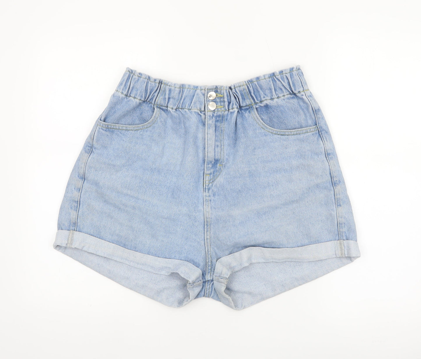 In The Style Womens Blue Denim Mom Shorts Size 16 High Waist