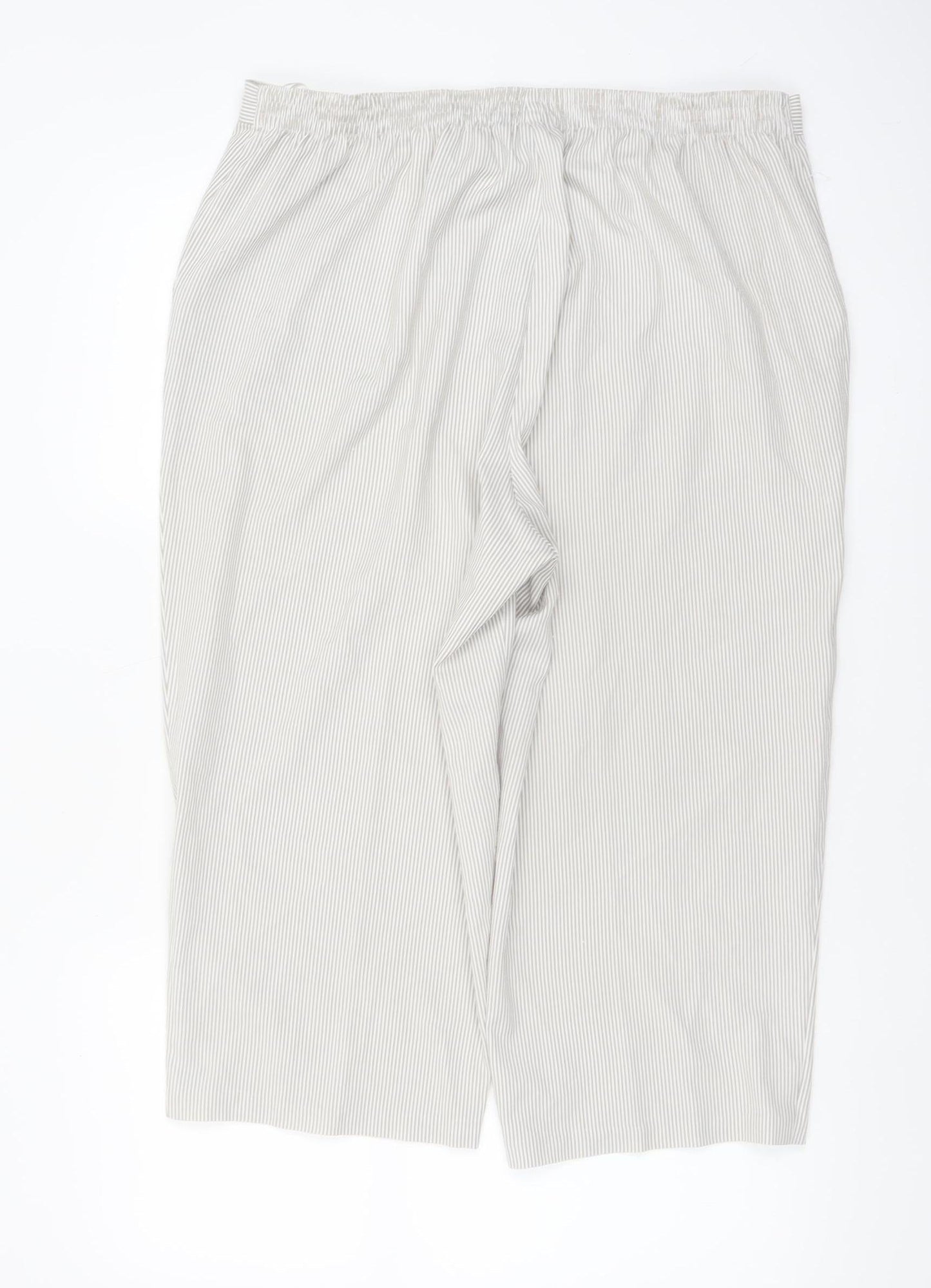 Bm Women’s Beige Striped Cropped Trousers Size 16 Cotton Blend