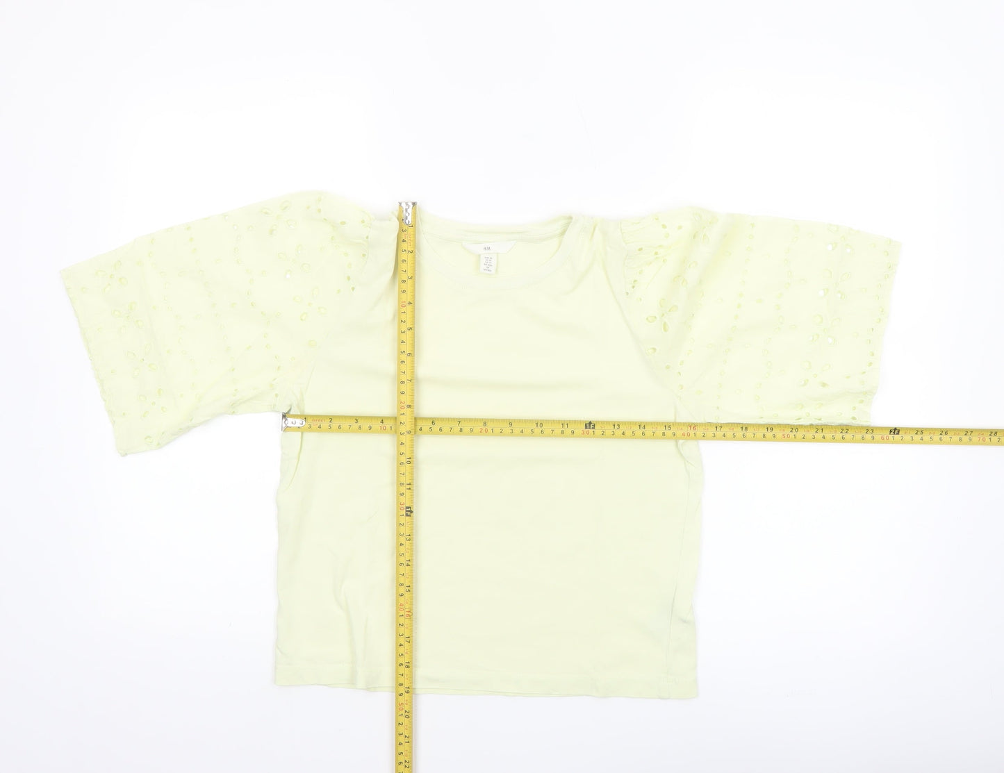 H&M Women’s Yellow Cotton Puff Sleeve T-Shirt XS