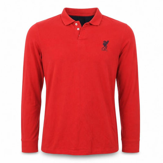 LFC Men’s Red Long Sleeve Polo Shirt XS 100% Cotton Embroidered