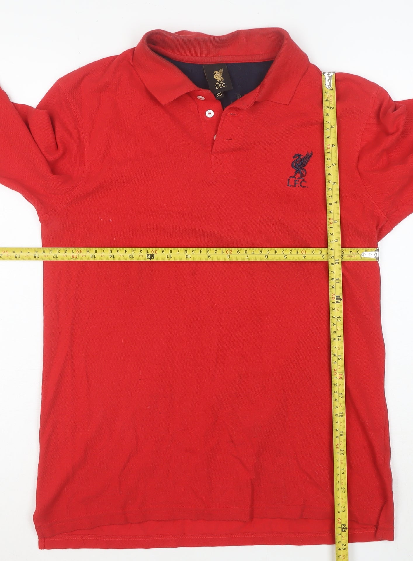 LFC Men’s Red Long Sleeve Polo Shirt XS 100% Cotton Embroidered