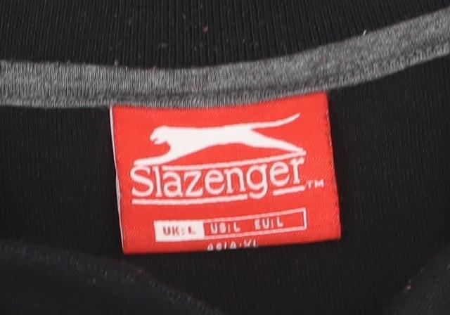 Slazenger Men's Black Cotton Polo Shirt Size L Short Sleeve