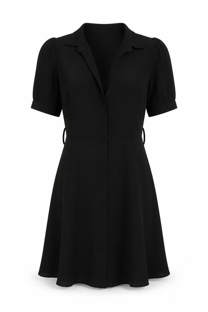 New Look Women's Black Size 8 Fit & Flare Knee Length Dress
