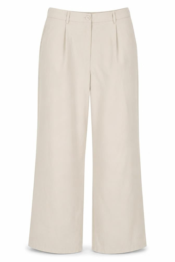 PRETTYLITTLETHING Women’s Beige Wide-Leg Polyester Trousers Size 10