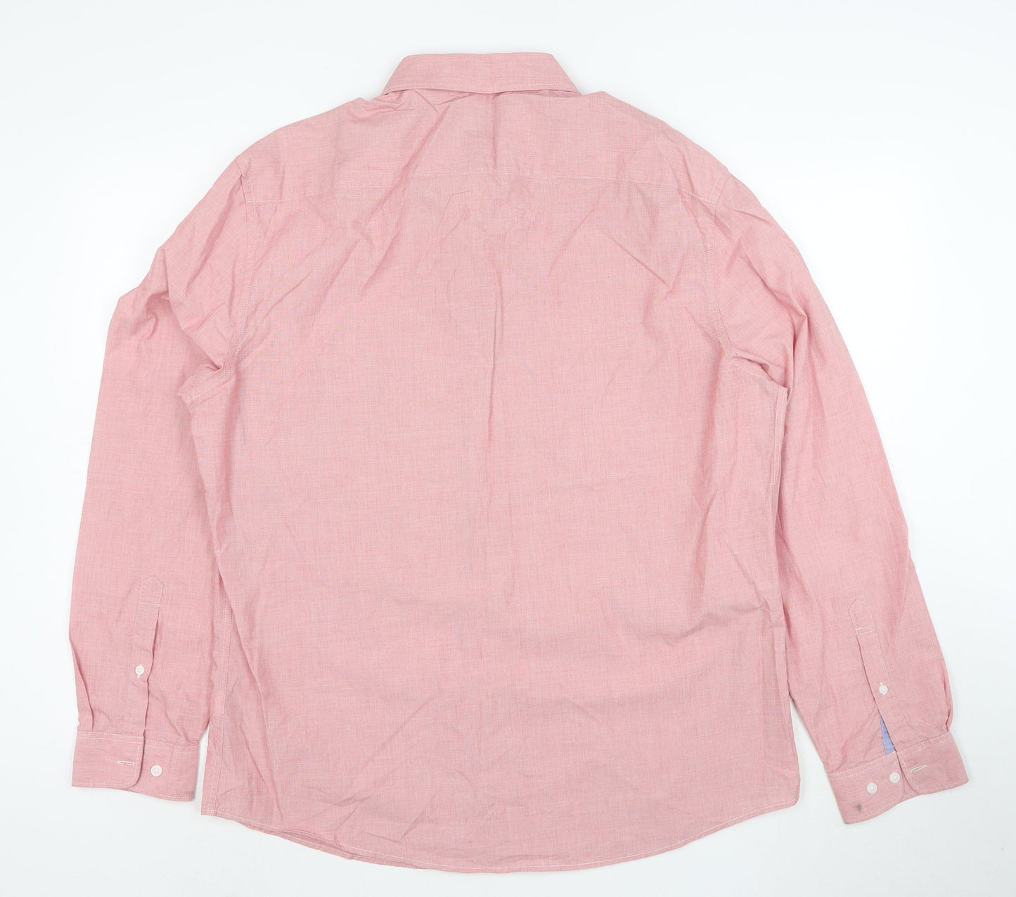 Marks and Spencer Men's Pink Button-Down Long Sleeve Cotton Shirt XL