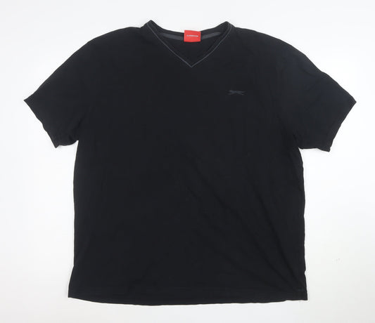Slazenger Men's Black 2XL V-Neck Cotton T-Shirt