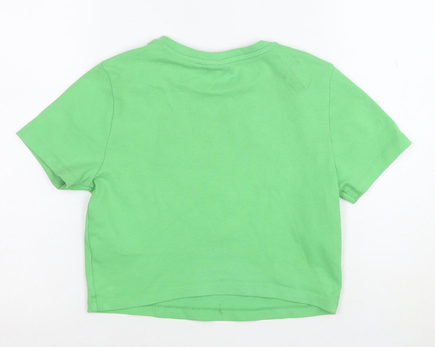 Disney Women’s Green Mickey Mouse Cropped T-Shirt Size M 12/14