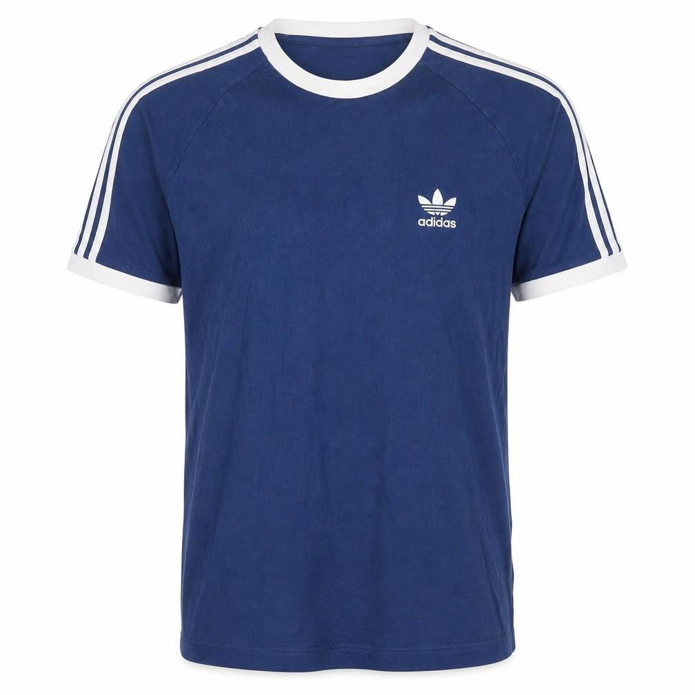 adidas Men Blue Crew Neck Short Sleeve Retro Sports T-Shirt M