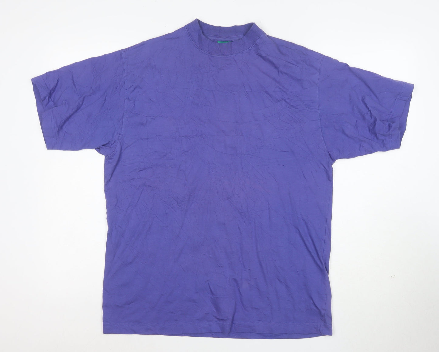 Canda Men's Purple Cotton Crew Neck Short Sleeve T-Shirt M