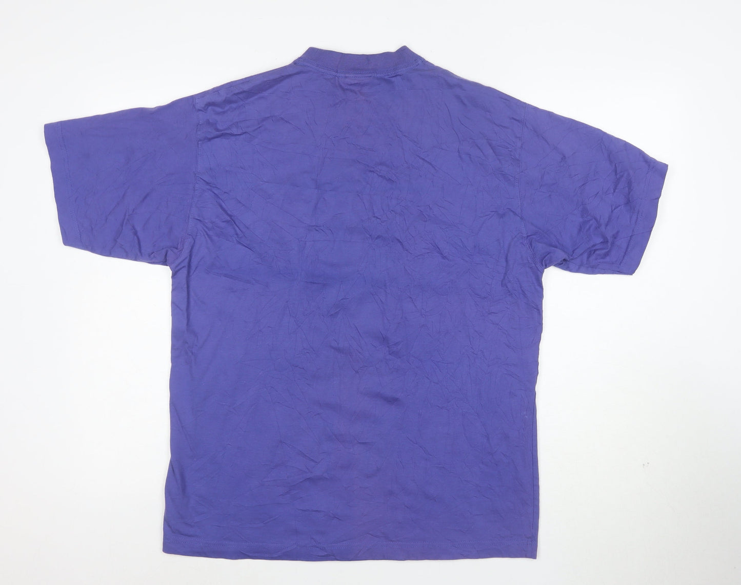 Canda Men's Purple Cotton Crew Neck Short Sleeve T-Shirt M
