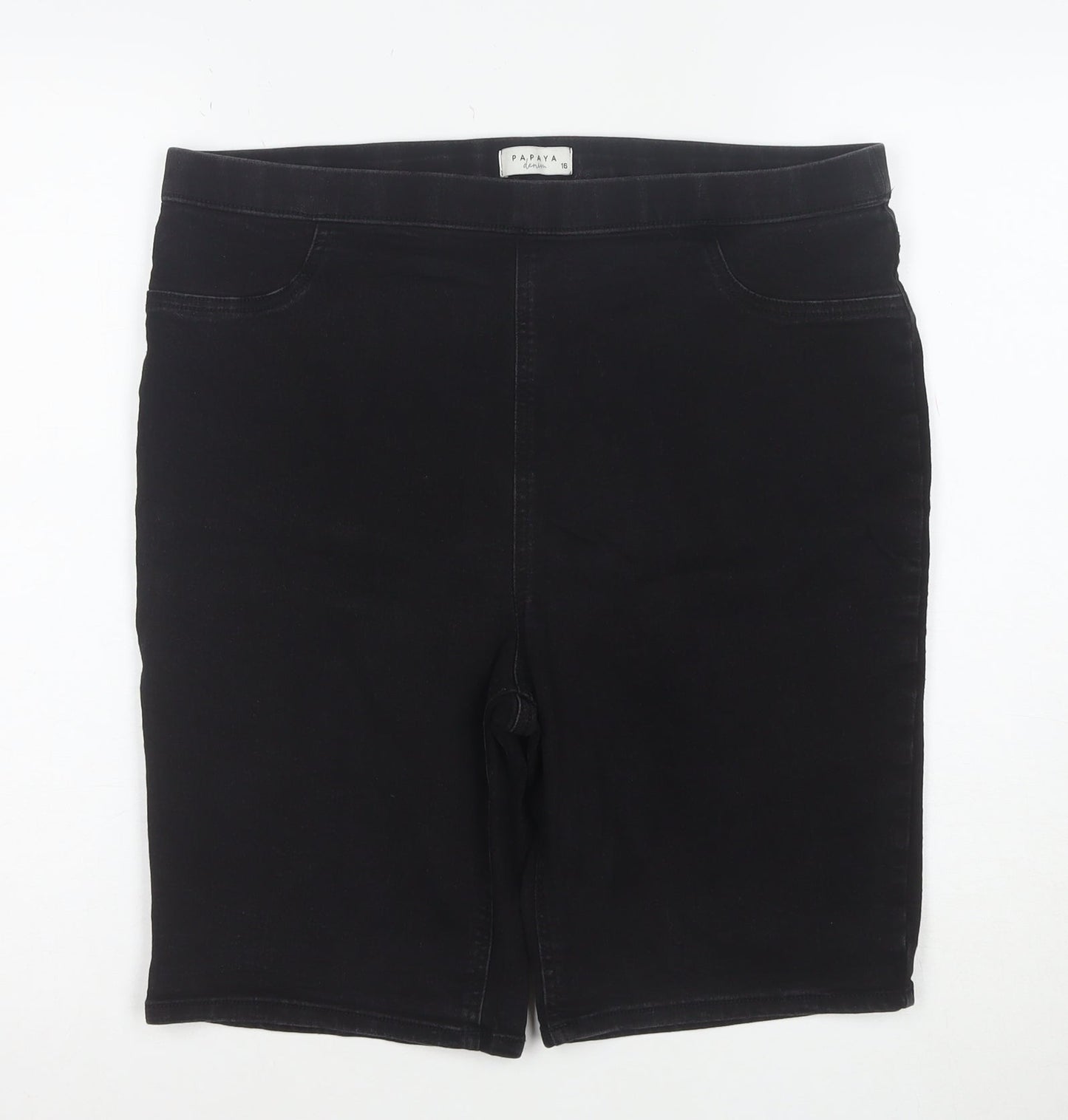 Papaya Denim Womens Black Size 16 Bermuda Shorts Stretch Cotton Blend