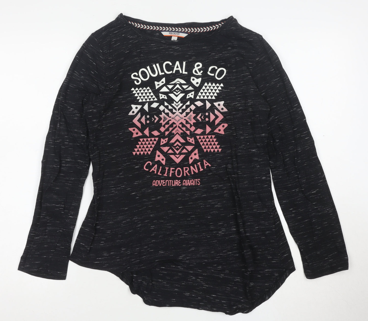 SoulCal & Co Womens Black Long Sleeve Graphic T-Shirt Size 12