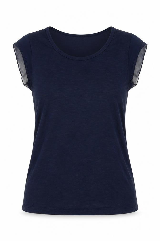 Style & Co. Women Blue L Basic Scoop Neck Jersey T-Shirt