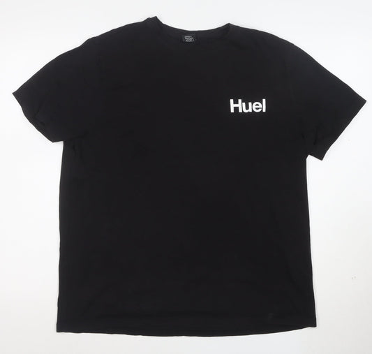 Huel Men's Black Large Crew Neck Short Sleeve Cotton T-Shirt