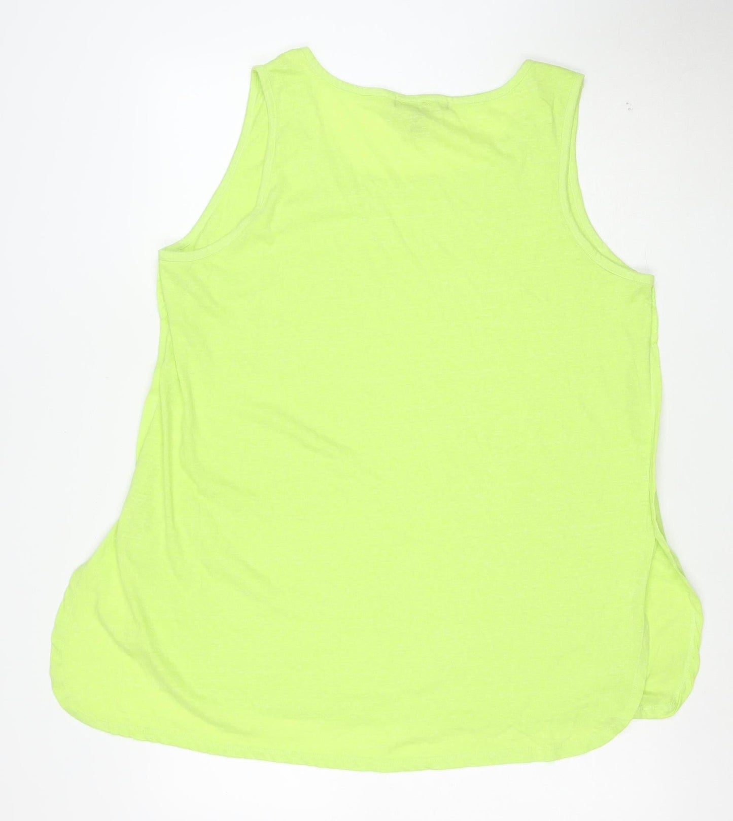 Susan Graver Womens Green 2XL Sleeveless Lace Trim Tank Top