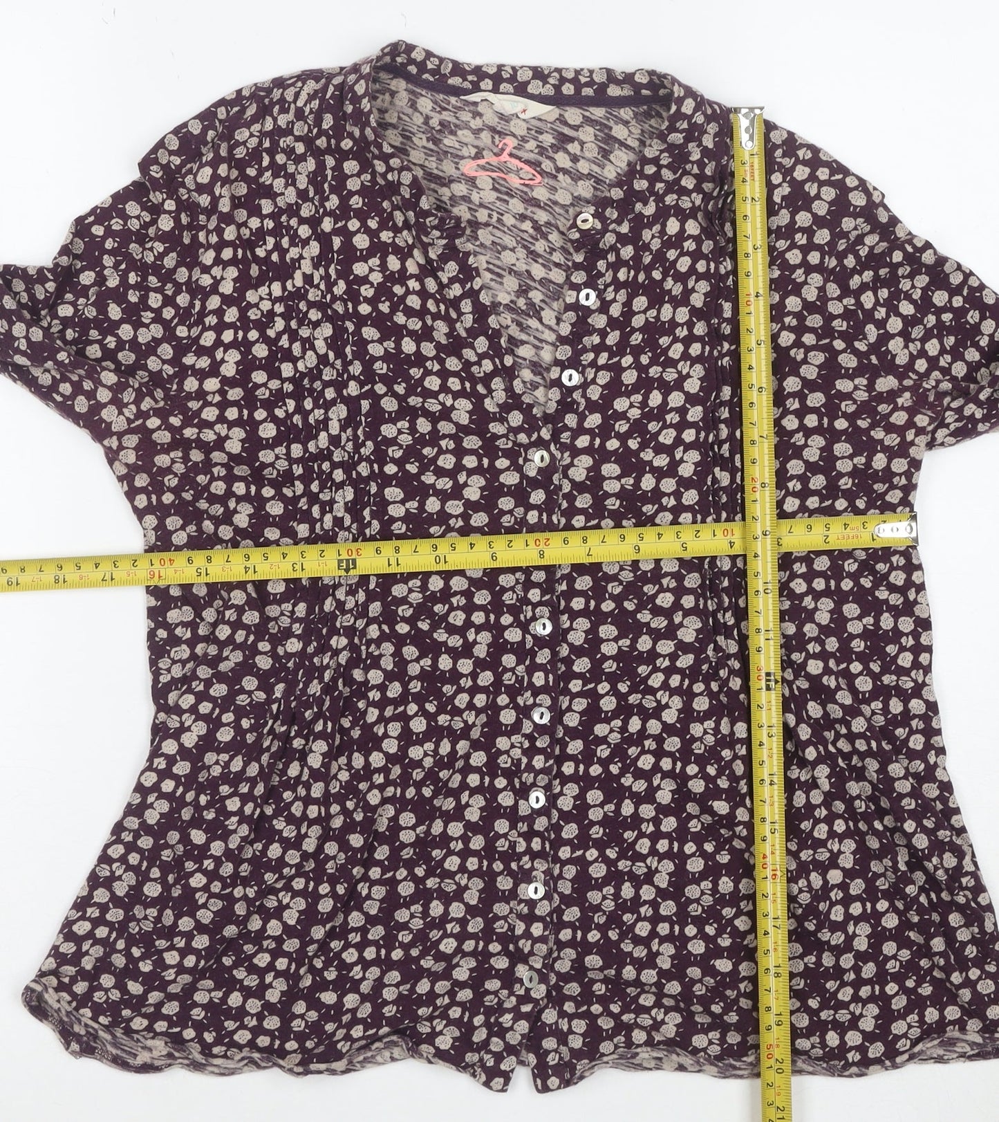 Fat Face Women’s Purple Floral V-Neck Cotton Long Sleeve Blouse Size 10