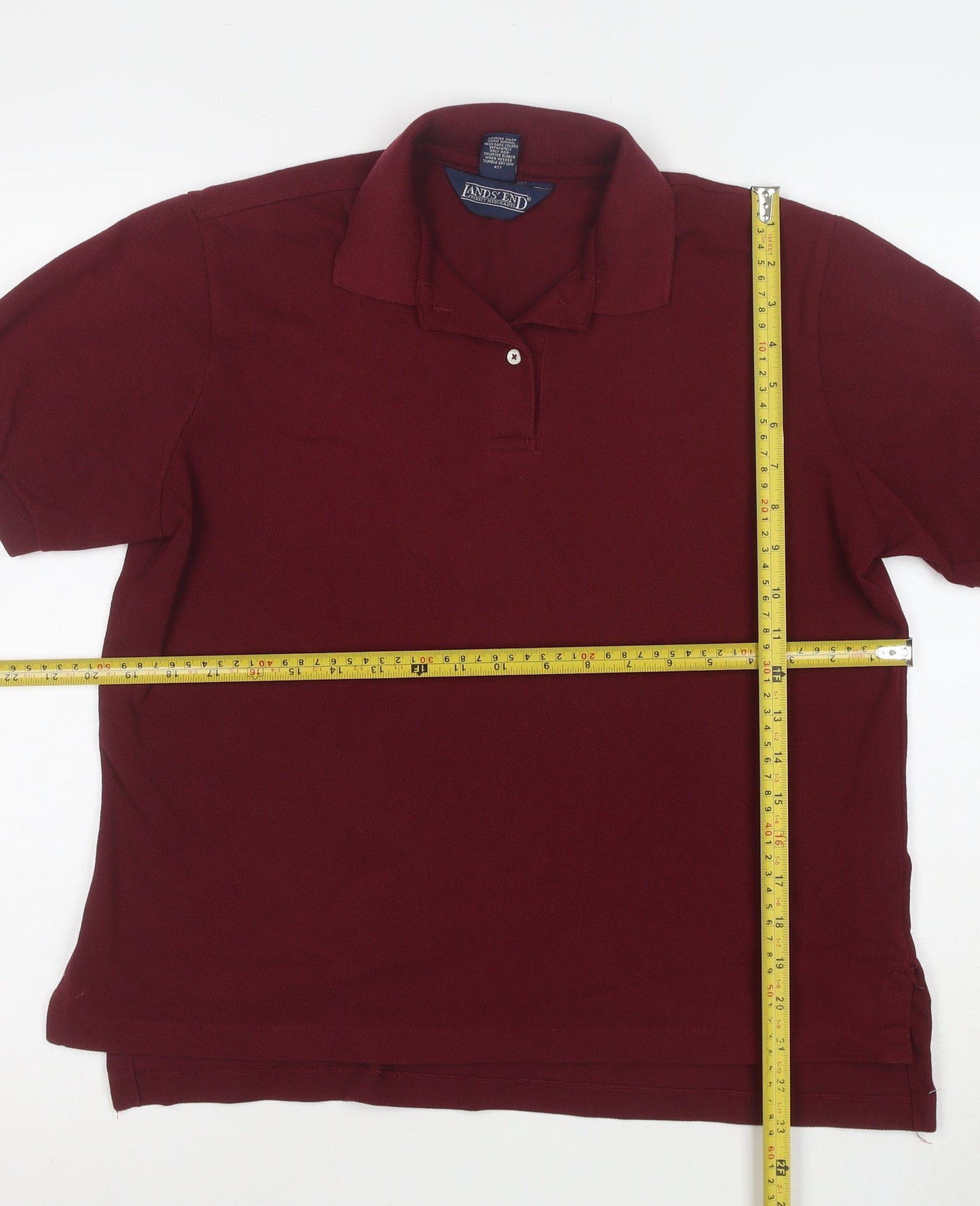 Lands’ End Women’s Red Polo Shirt Size S 100% Cotton Classic Fit