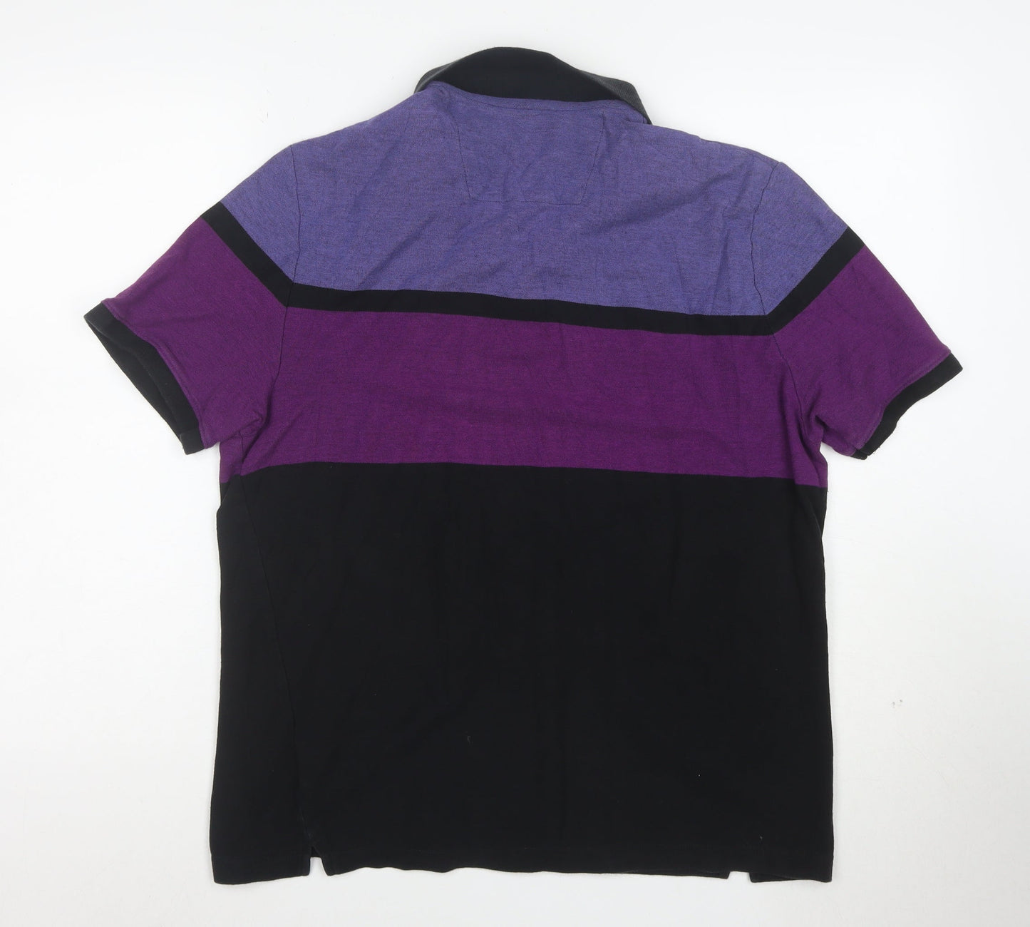 Calvin Klein Men's Purple Black Colourblock Polo Shirt Size L