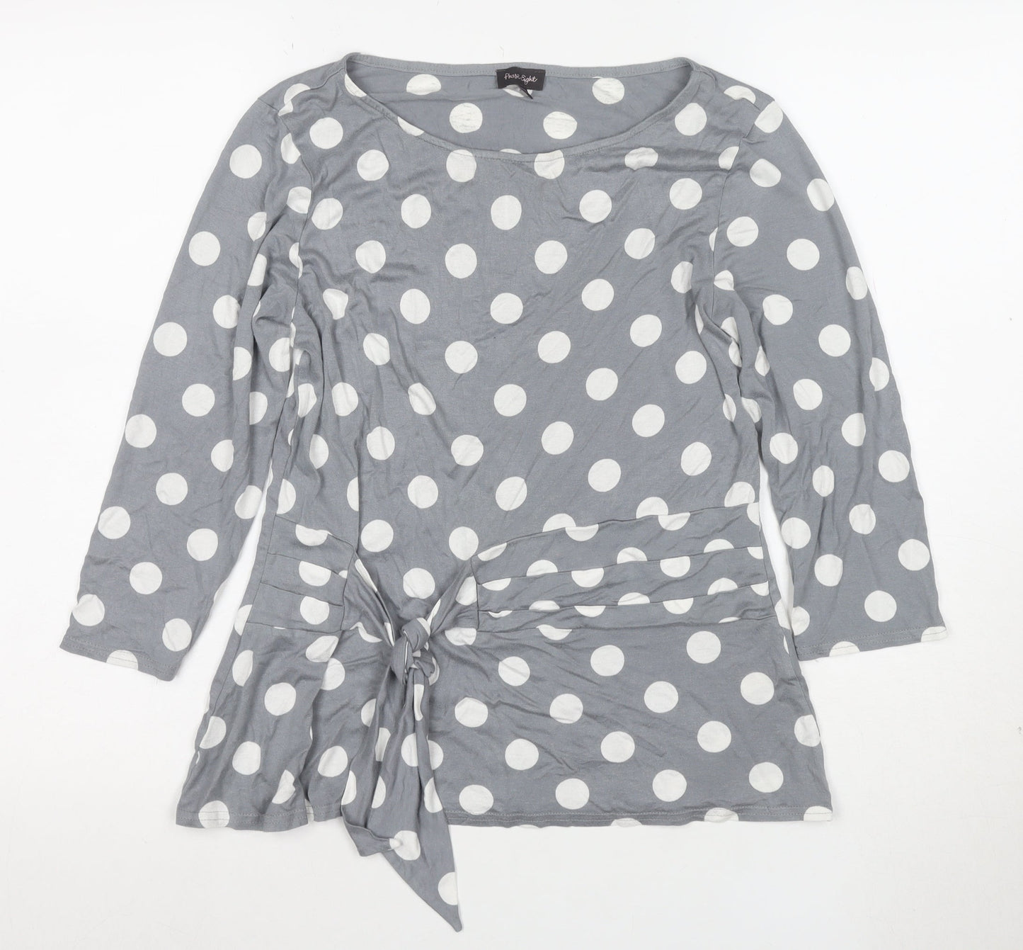 Front Cover Women Grey Polka Dot Tunic Top Size 12 3/4 Sleeve