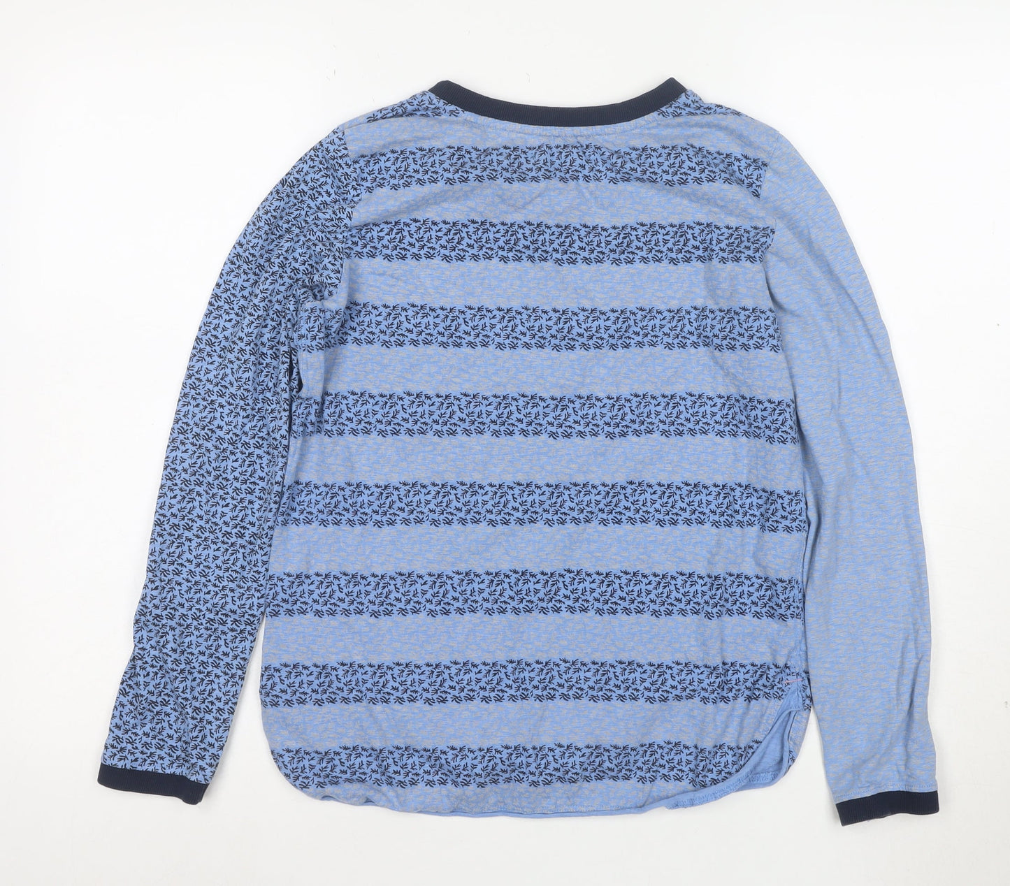 White Stuff Womens Blue Striped Long Sleeve Cotton T-Shirt UK 10