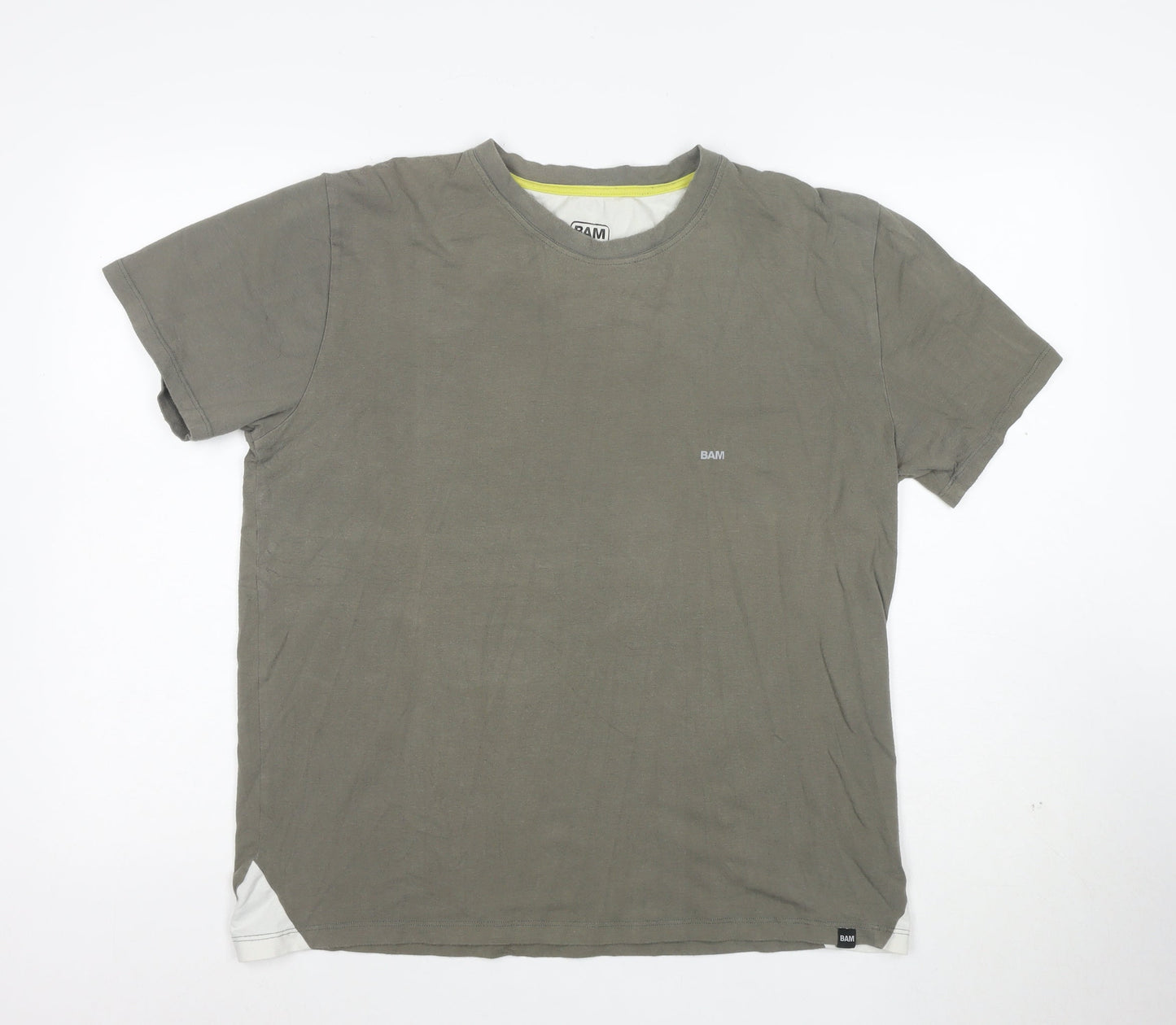 BAM Men's Khaki Bamboo Cotton Crew Neck Short Sleeve T-Shirt XL