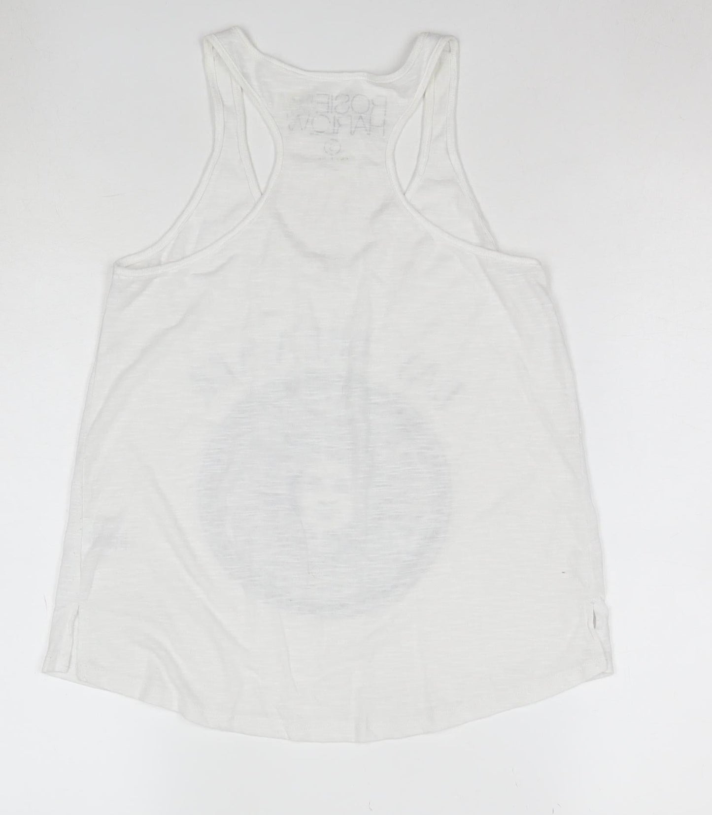 Rosie Harlow Women's White Racerback Tank Top Small Boho Graphic