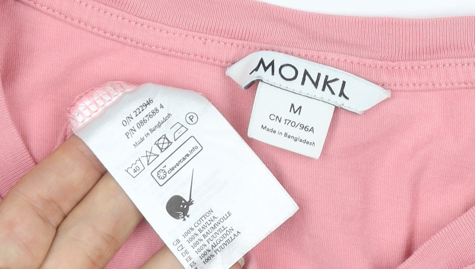 Monki Women's Pink Cotton Short Sleeve Basic T-Shirt M