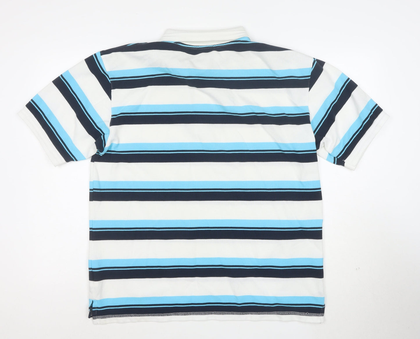 Lonsdale London Men's XL Striped Cotton Polo Shirt White Blue