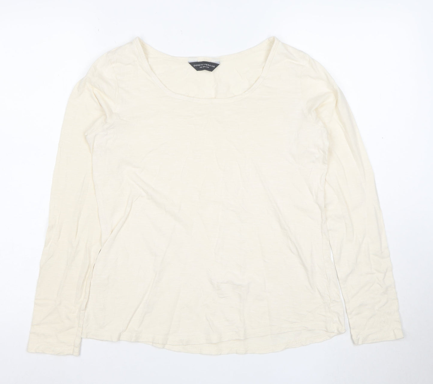 Dorothy Perkins Women’s Ivory Long Sleeve Cotton T-Shirt Size 14