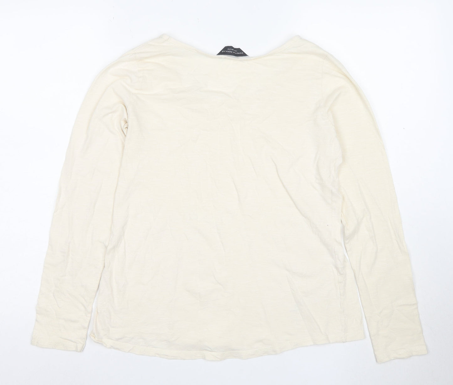 Dorothy Perkins Women’s Ivory Long Sleeve Cotton T-Shirt Size 14