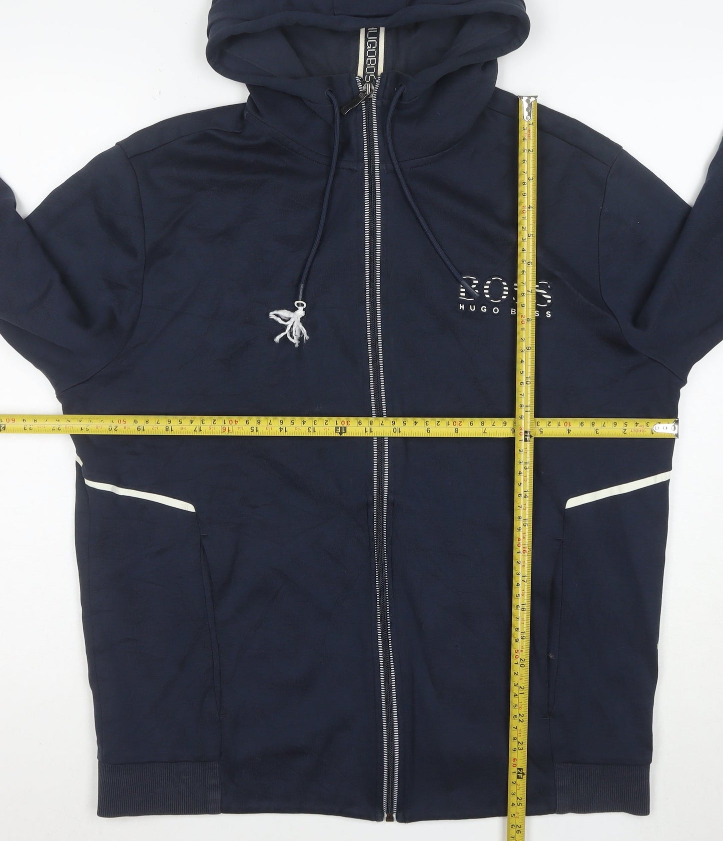 Hugo Boss Men's Blue Full Zip Hoodie XL Regular Fit Cotton