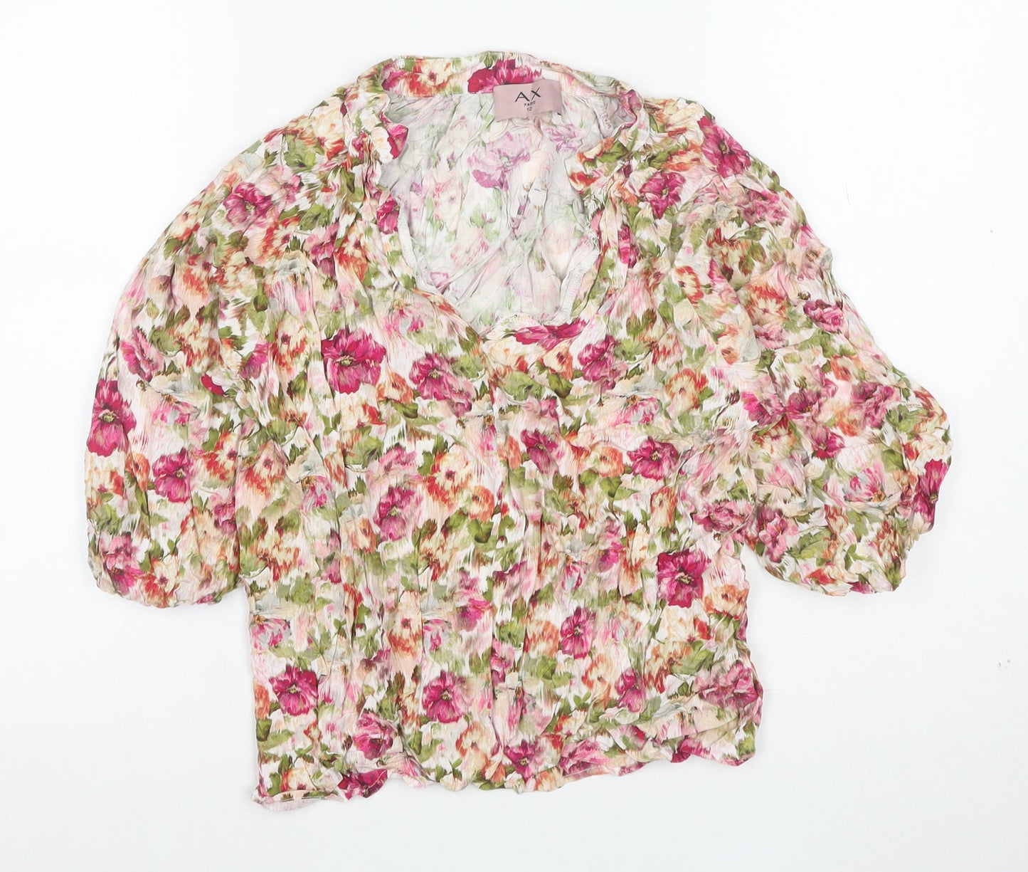 AX Paris Women’s Multicoloured Floral Chiffon Blouse Size 12
