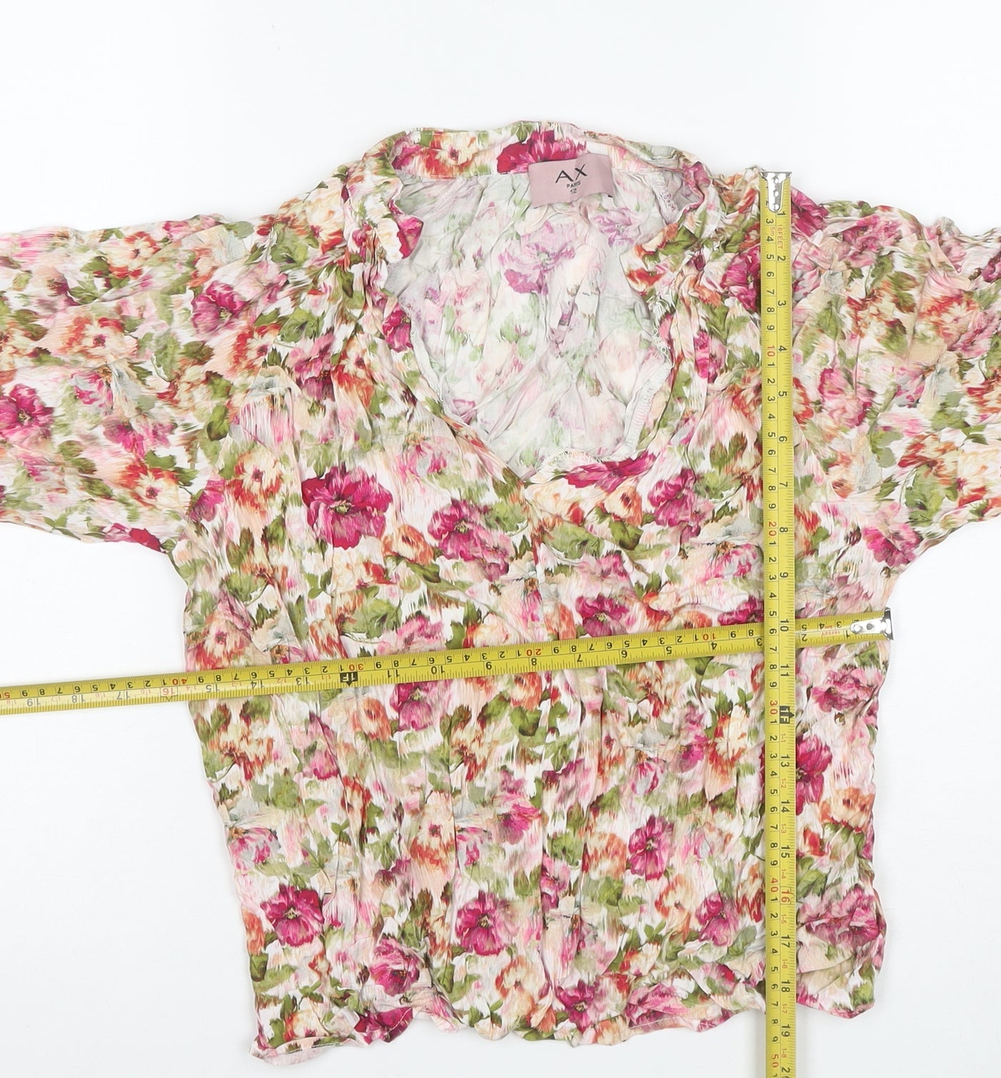 AX Paris Women’s Multicoloured Floral Chiffon Blouse Size 12