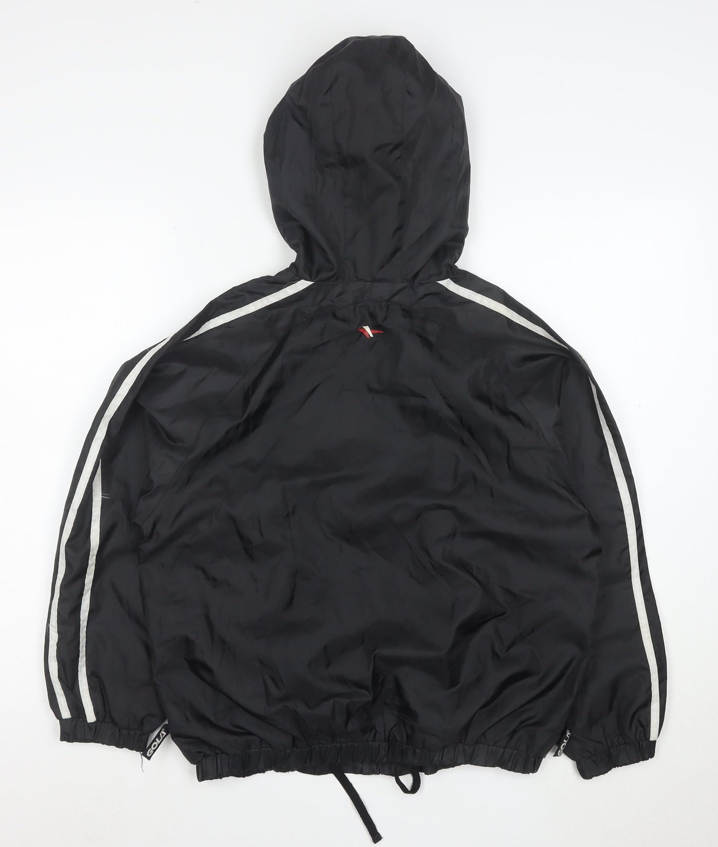 Gola Boys Black Red Hooded Windbreaker Jacket Size L Polyester Full Zip