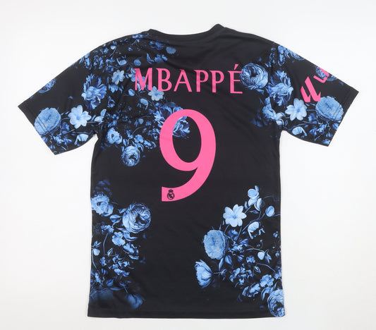 Adidas Boys Black Floral Real Madrid Football Jersey Top Size 164