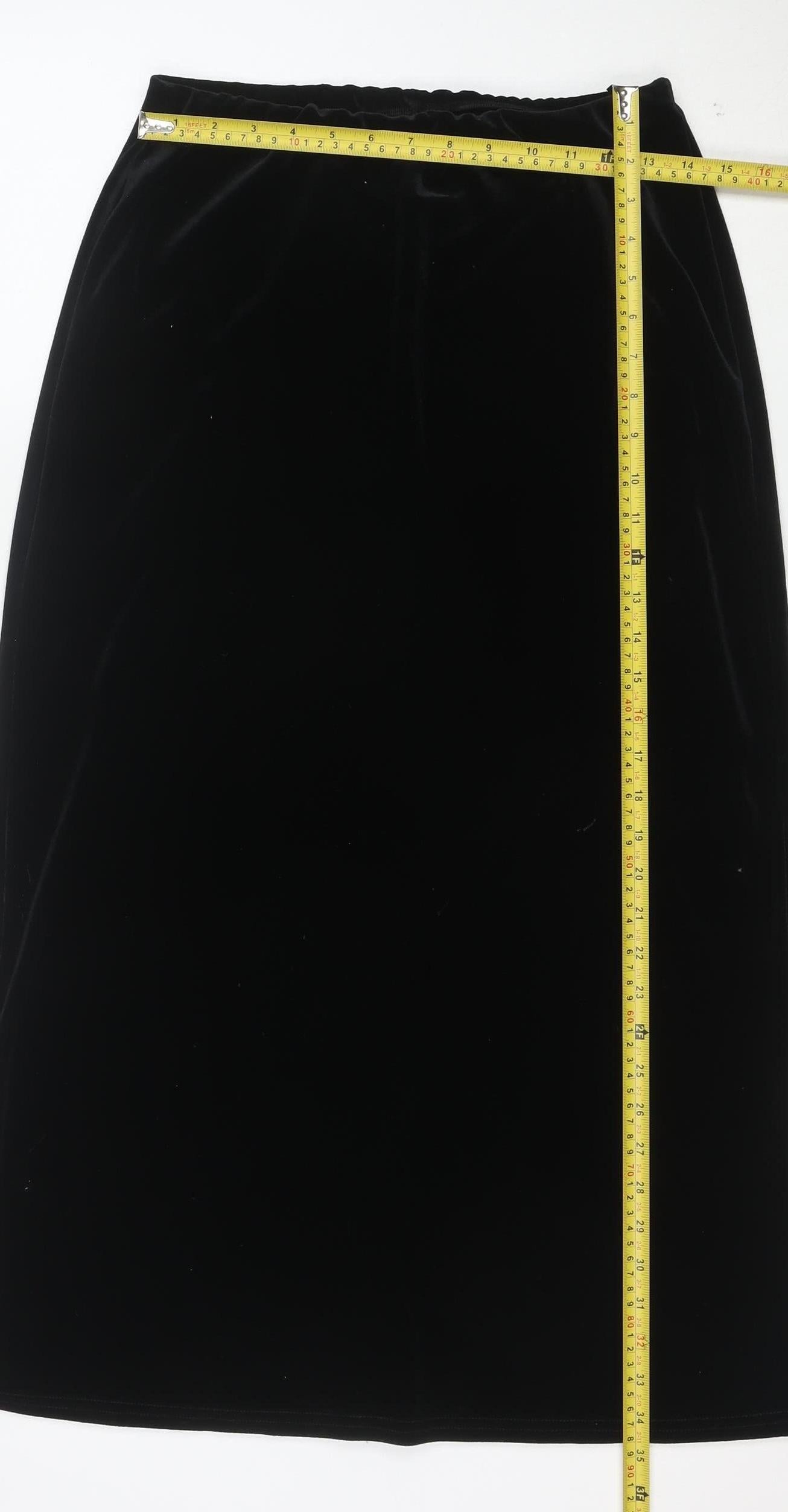 Twotone Womens Black Velvet Pencil Skirt Size 12 Stretch