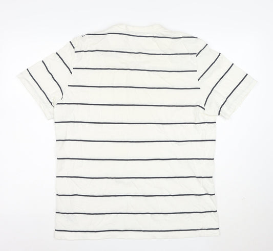 Casual Friday Men's White Striped Organic Cotton T-Shirt XL