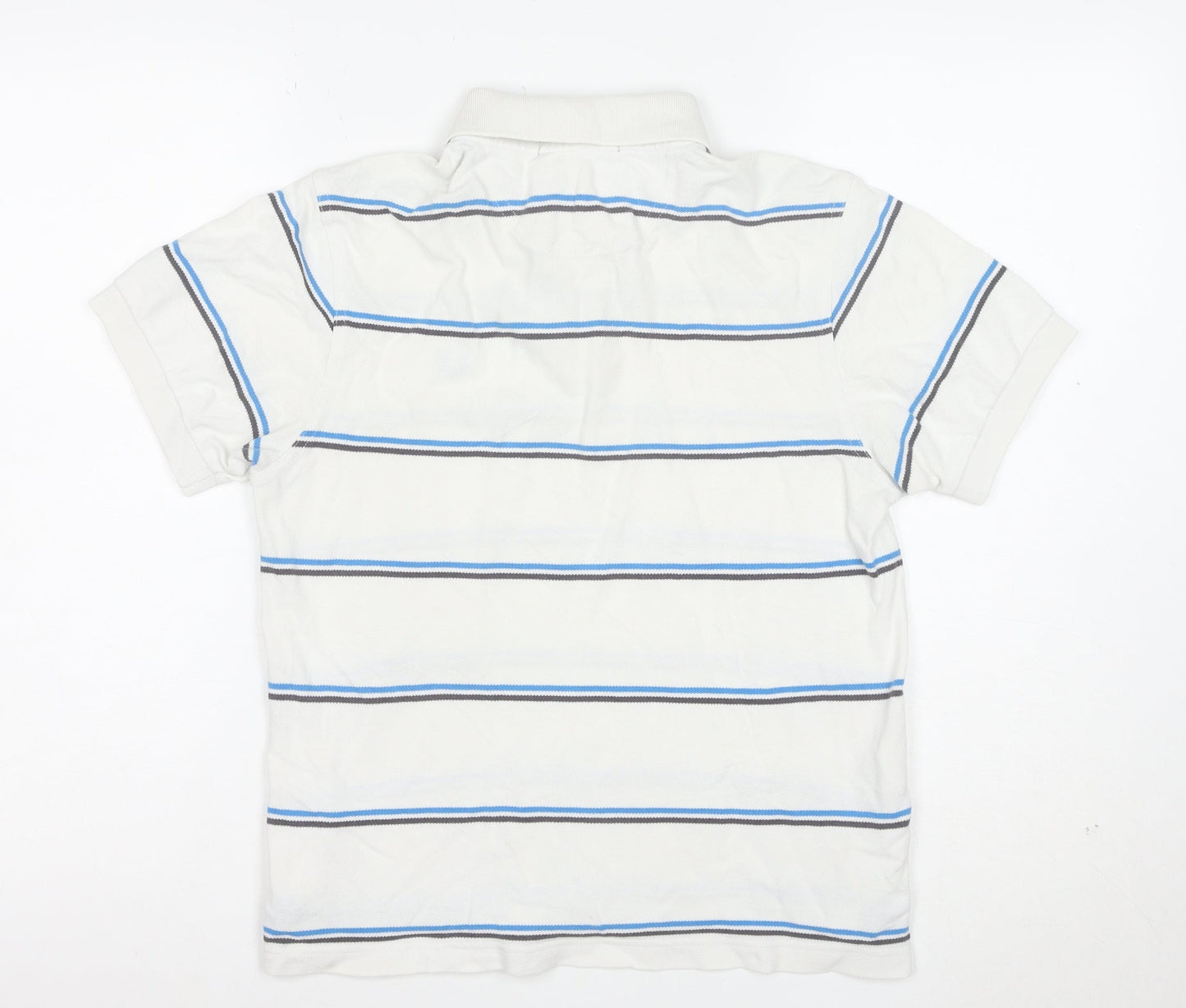 Fred Perry Men's White Striped Cotton Polo Shirt Size M