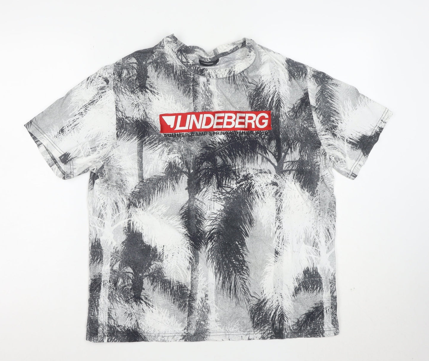 J.Lindeberg Men's Multicoloured Palm Print Cotton T-Shirt L